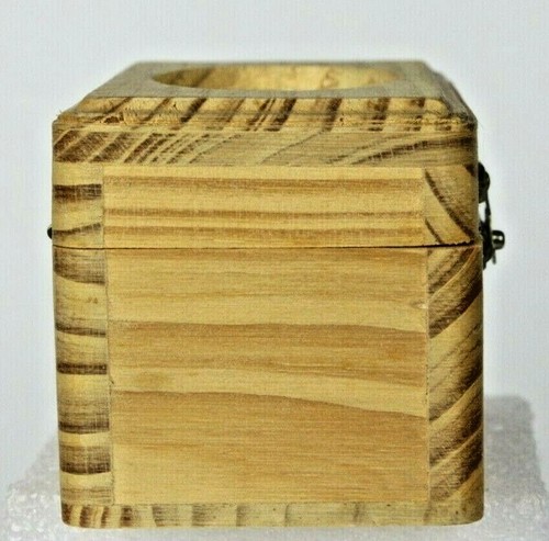 Unfinished Wooden Box W/Oval Stenciled Tin Insert Butterfly Pattern Hinged Latch - Picture 7 of 11
