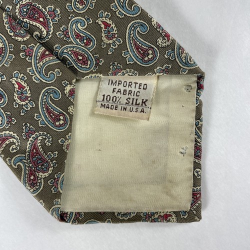 Vintage: Liberty Mens Tie, Green w/ Blue Pink Paisley Pattern, 100% Silk - Picture 5 of 7
