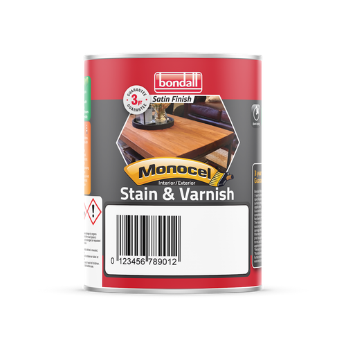 Bondall MONOCEL STAIN & VARNISH Hard Durable Satin JARRAH- 250ml - Picture 2 of 2
