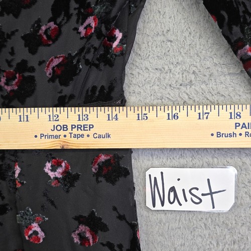 WAYF Babydoll Dress Womens M Black Velvet Burnout Floral Whimsigoth Romantic - Picture 15 of 19