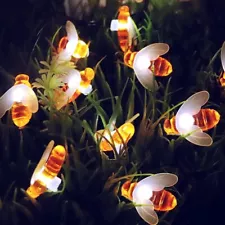 Solar Power Bee LED String Light Waterproof Garden Path Yard Decor Lamp Outdoor