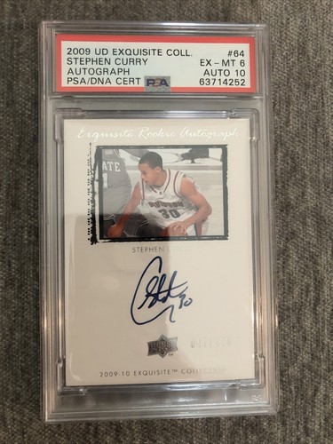 2009-10 Exquisite Collection #64 Stephen Curry.  EX-MT 6 Auto 10 - Picture 1 of 2