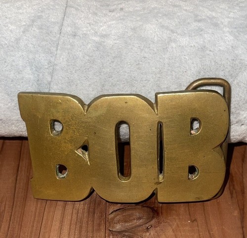 Hebilla de cinturón BOB icónica años 70 recortada latón macizo nombre de colección latón occidental 840