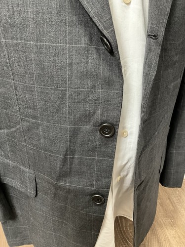Oxxford Clothes Men’s Wool 3-Button Blazer Gray Windowpane Plaid 40R - Picture 7 of 18