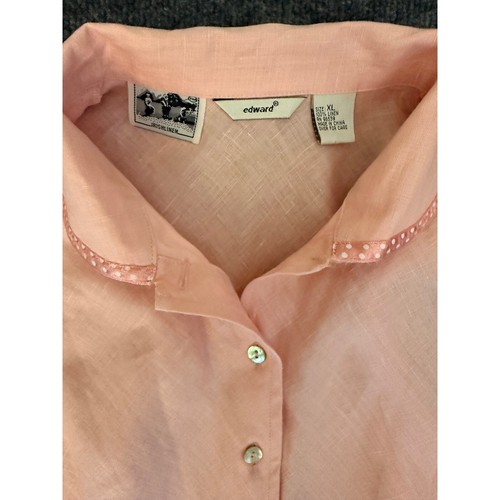 Edward Irish Leinenhemd Damen XL rosa ärmellos Button Down leise Luxus - Bild 7 von 11