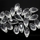 20 X FACETED GLASS TEARDROP BRIOLETTE PENDANTS 18X10MM - CLEAR