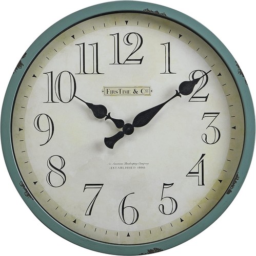 Oversized Vintage Teal Bellamy Wall Clock - Large Coastal Decor - 24 Inches - Picture 4 of 9