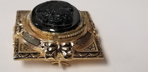Vintage Coro Patent 121349 Black Cameo Morning Jewelry Brooch/ Pendant Repair - Picture 6 of 11