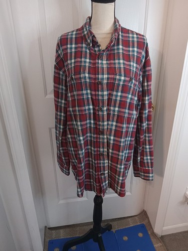 Duluth Tradingco Mens Red Swinging Flannel Cotton Long Sleeve Button Up Sz Large - Picture 2 of 20