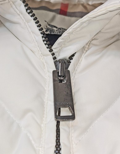 Burberry London Signature Check Lining Removable Hood White Puffer Jacket Small - Picture 3 of 16