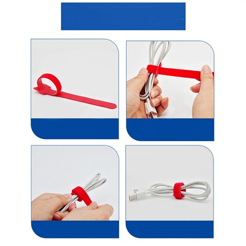 100X Mixed Colour Reusable Hook Loop Cable Tidy Tie Strap Organiser 150mm - 第 12/19 張圖片