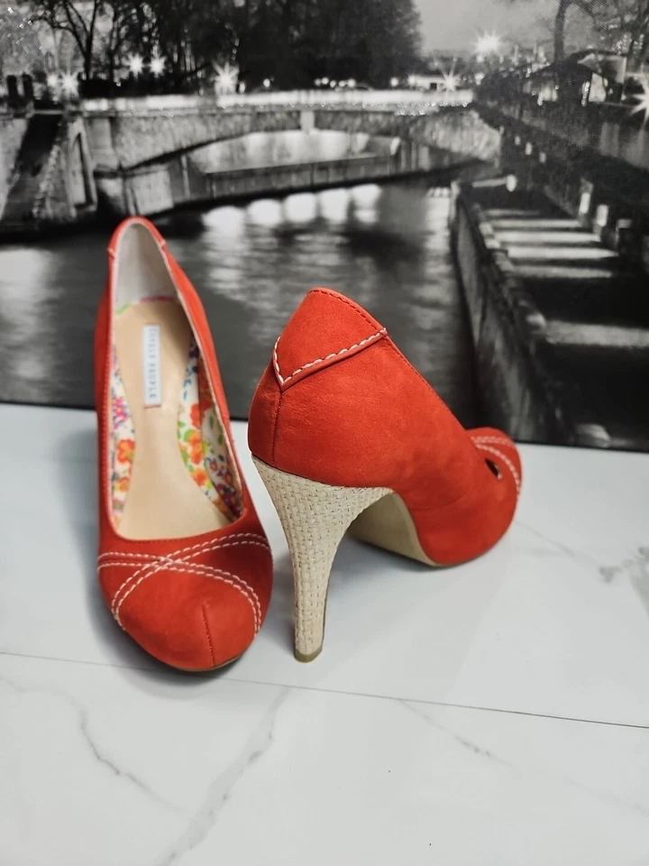 Zapatos sin cordones Lovely People de cuero naranja de 4,3" 7,5 M Foto 3 de 4