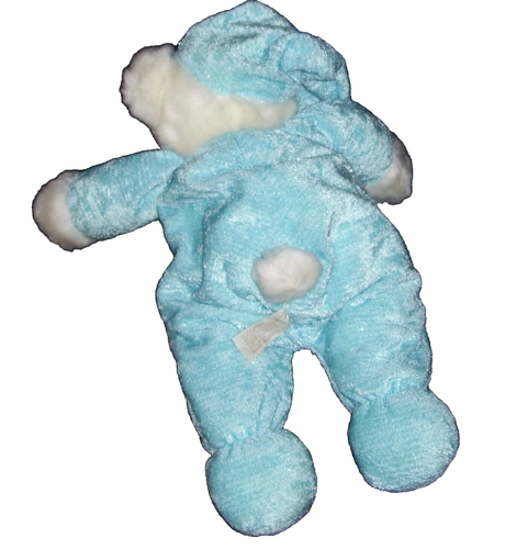 Dandee Sleepy Bear Heart Plush wearing Blue Sparkle Pajamas Cap Stuffed Animal - Picture 2 of 2