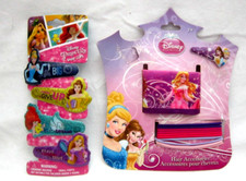 SET OF 15 DISNEY PRINCESSES CHARACTER HAIR ACCESSORY SET-HAIR SNAPS,ELASTICS-NEW