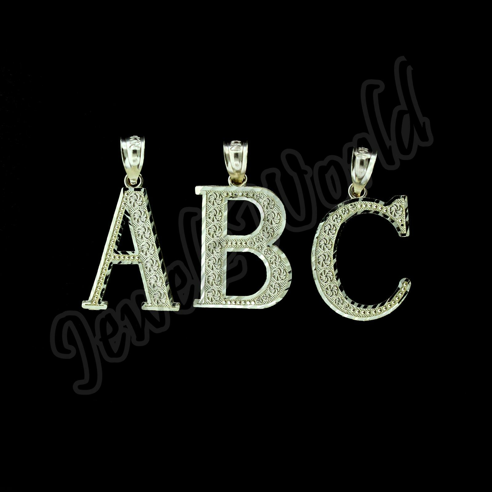 10K Yellow Gold Diamond Cut Initial Letter Charm Pendant A-Z