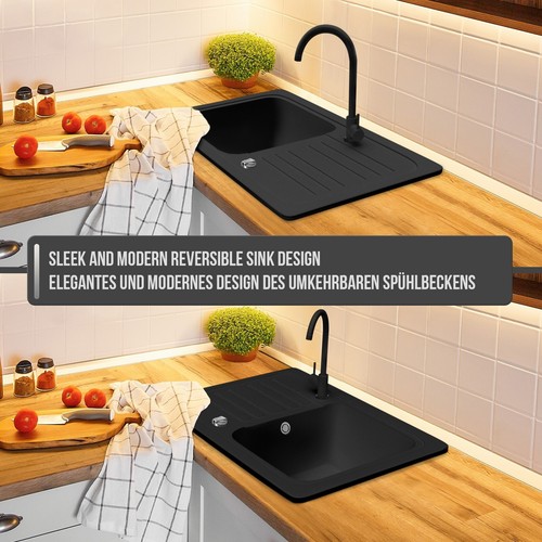 Aquamarin® Évier en granit évier de cuisine évier encastrable avec égouttoir - Photo 29/36