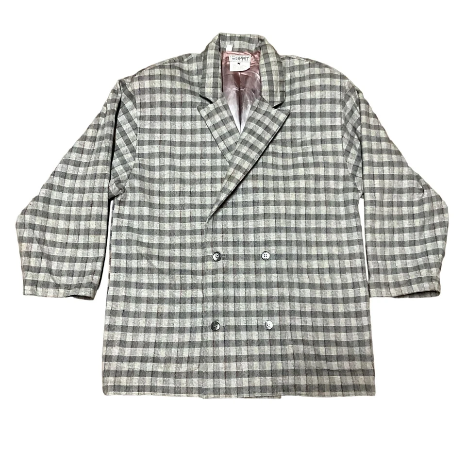 Traje pantalón a cuadros gris Esprit de colección talla 10 doble pecho hombreras forrado para mujer Foto 2 de 4