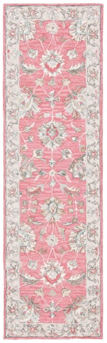 SAFAVIEH Glamour Pierce Bordered Wool Runner Rug, Pink/Beige, 2'3" x 8' - Picture 2 of 5