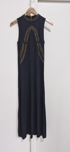 Sass And Bide RRP $350 Size 6 XXS Black Maxi Dress Embellished Gold Rhinestones - Picture 12 of 24