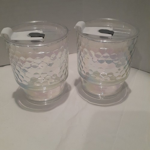 Set of 2 Glass Colorful Cups with Lid Sip & Straw Hole Rainbow Glass - Picture 5 of 5