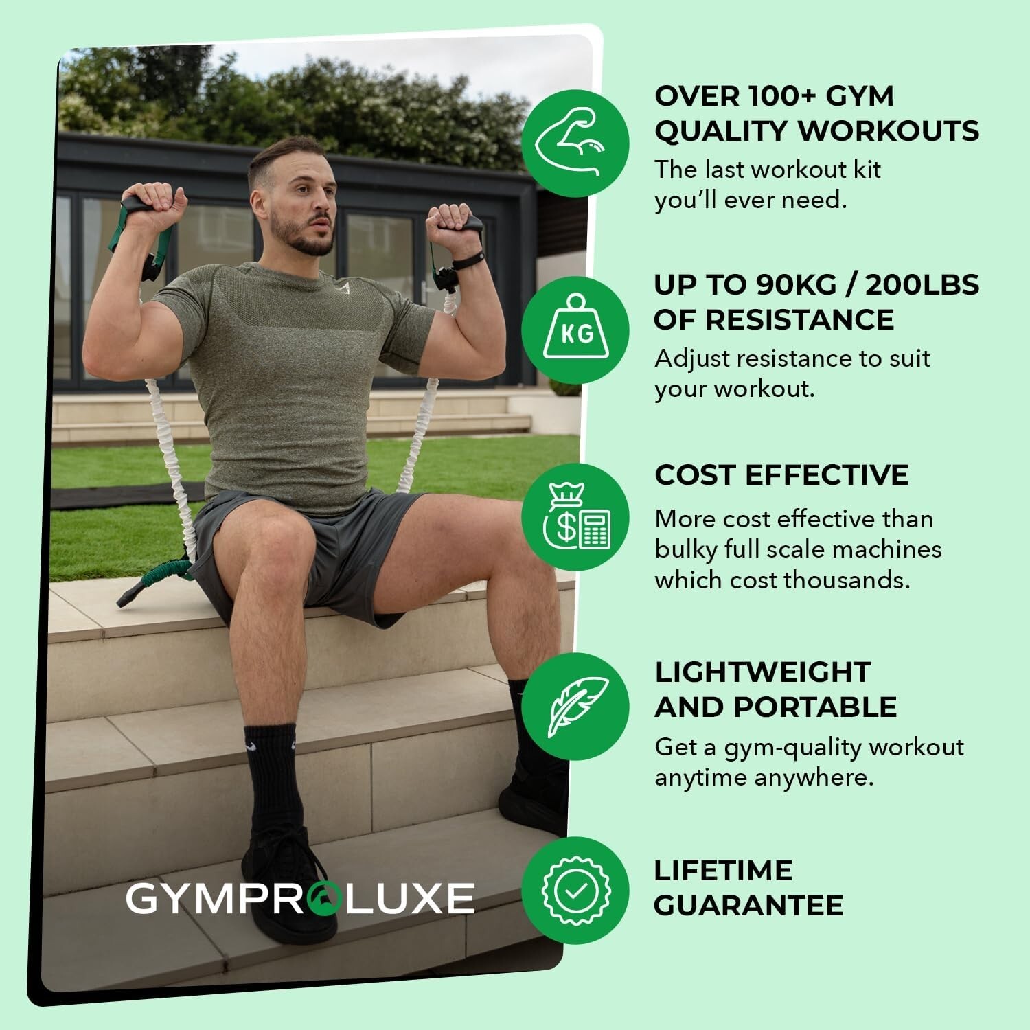 GYMPROLUXE All In One Gym Band Bar Workout Exercise CrossFit Fitness