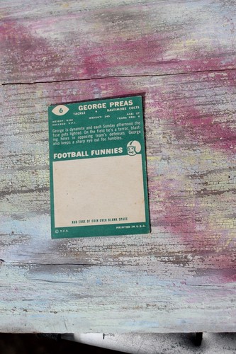 1960 Topps George Preas #6. PSA Football Card, Baltimore Colts Tackle - Picture 2 of 2