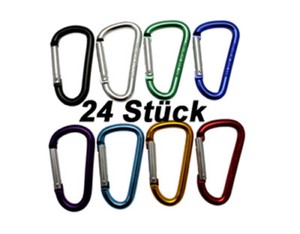 12 Stueck Farbmischung Aluminium Karabiner Schluesselanhaenger Mit Ring 46Mm