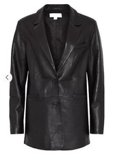 Warehouse Real Leather Single Breasted Blazer Black Size 10 New With Tags On