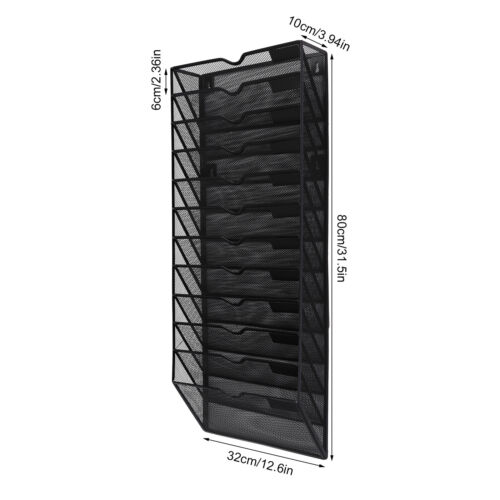12-Tier Wall Pocket File Holder Mail Organiser Documents Magazines Storage Rack - Picture 2 of 21