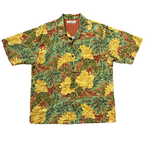 Tommy Bahama Mens 100% Silk Button Up Shirt Tropical Print Palm Leaf Large - Picture 9 of 9