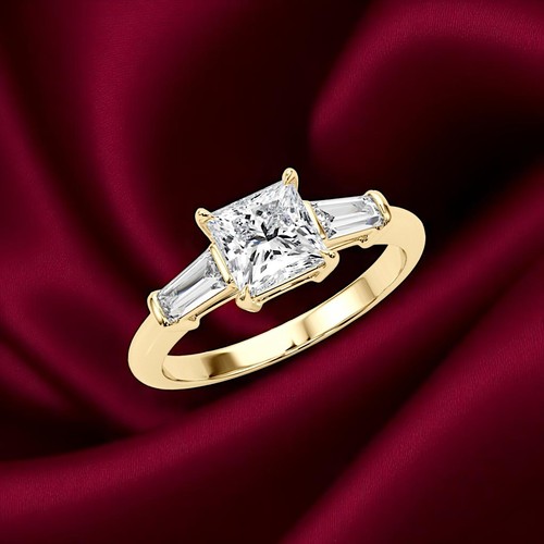 1.50 CT Princess IGI Certified Lab Grown Diamond Wedding Ring 18k Yellow Gold - Picture 3 of 12