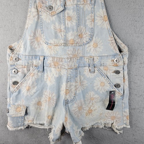 NoBo No Boundaries Overall Jean Shorts Womens Juniors Medium 7 to 9 Blue Floral - Picture 5 of 10