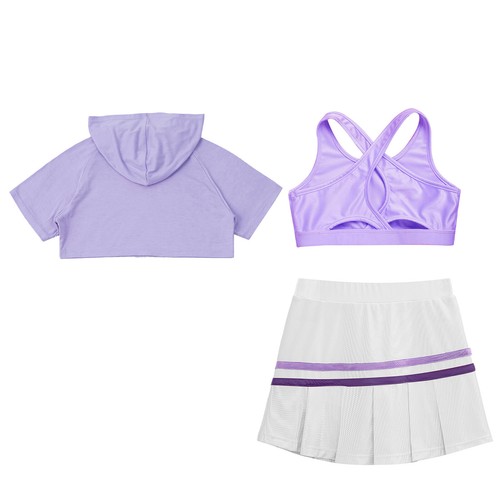 Kids Girls Sports Suit Golf Tracksuit Training 3Pcs/Set Tennis Sportwear Dance - Picture 21 of 73