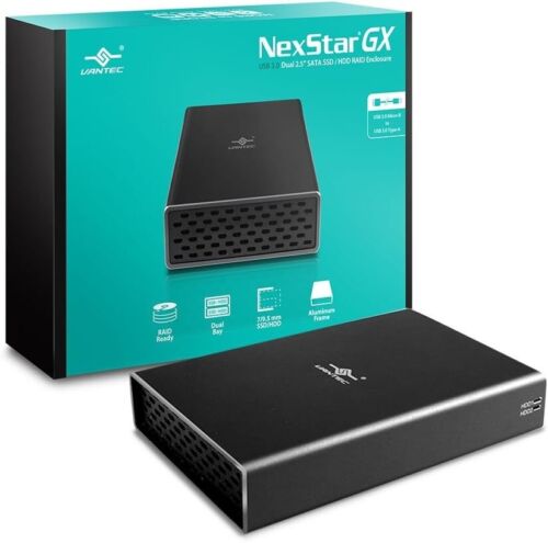 Nexstar GX USB 3.0 Dual 2.5" RAID Enclosure - 2TB Storage, Fast Data Transfer - Picture 3 of 11