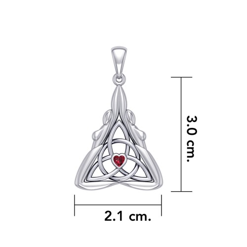 Double Goddess Triquetra Heart 925 Sterling Silver Wiccan Pendant Choice of Gem - Picture 2 of 12