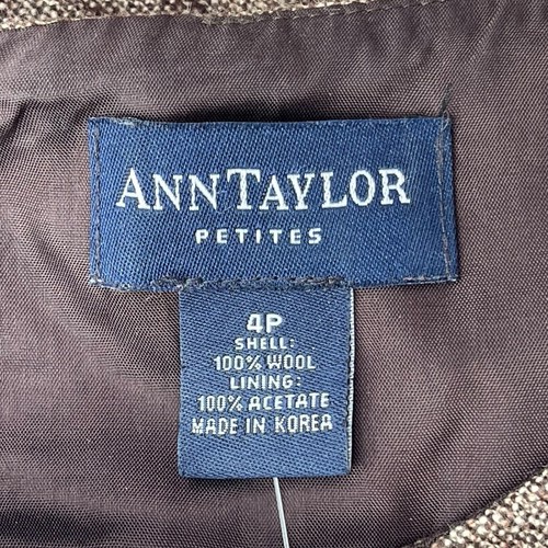 Vintage 00s ANN TAYLOR Womens 4P 4 PETITE Wool Pencil Dress Sheath Lined Slit - Picture 20 of 22
