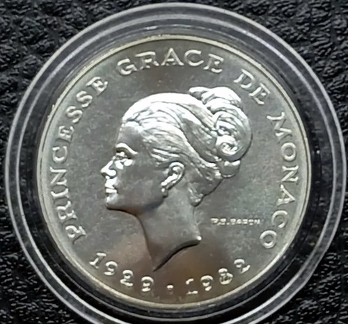 MONACO ESSAI 10 FRANCS 1982 PRINCESSE GRACE DE MONACO ARGENT 26 mm - Imagen 2 de 5