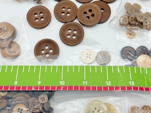 LOT Brown Plastic Wood Celluloid Tortoiseshell Sewing Craft Buttons Shank 4 Hole - Picture 12 of 16