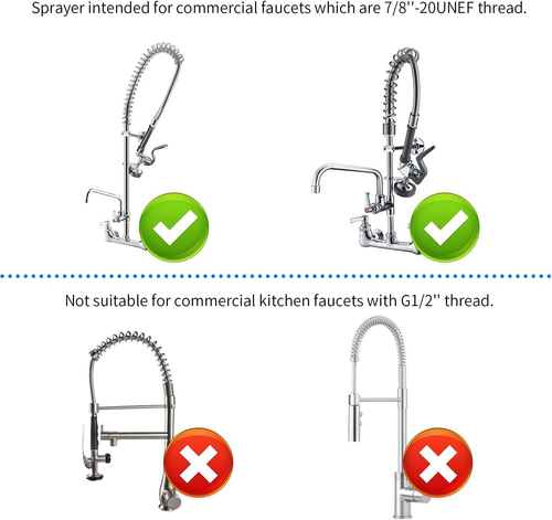Pre Rinse Sprayer Commercial Sink Sprayer Head Spray Valve,1.42Gpm Restaurant Si - Picture 6 of 8