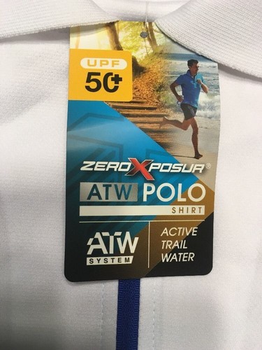 NWT Zeroxposur Men's White Short Sleeve Active Trail Water Polo Shirt - Small - Picture 5 of 12