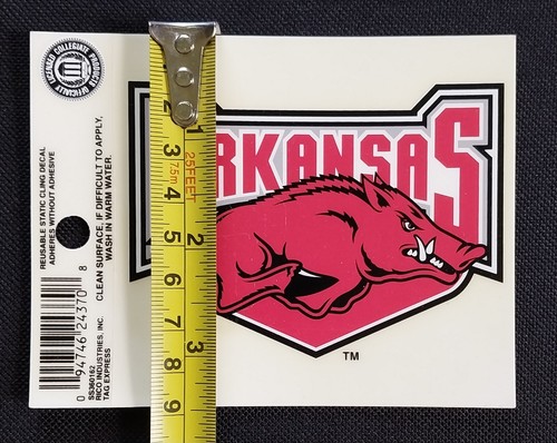 Licensed NCAA Arkansas RAZORBACKS Reusable Cling Decal - Picture 4 of 6