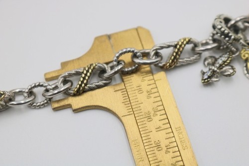 Silver 925 Gold Tone Judith Ripka Bracelet Reversible Carolyn Pollack Charm 7" - Picture 7 of 9