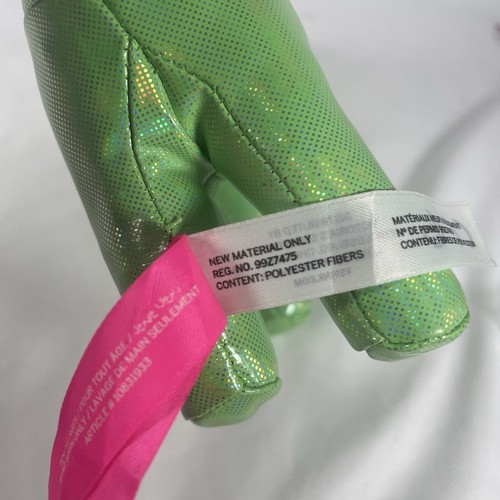 Victoria Secret Plush Pink Dog Metallic Green Lime Iridescent 6” Tall Retired - Picture 6 of 11