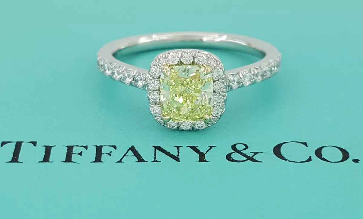 Tiffany & Co Soleste Fancy Intense Yellow Diamond Halo Engagement Ring®  1.08 ct