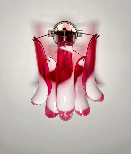 Pair of Vintage Italian Murano wall lights in the manner of Mazzega - red glass - Picture 5 of 16