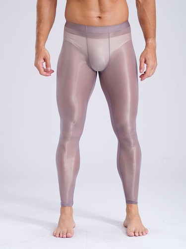 Sexy Pantalones de Compresión Para Hombres Ultra Delgados Sedosos Transparentes Brillantes Elásticos Medias Pantalones  - Imagen 39 de 50