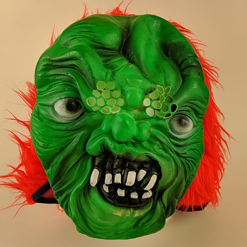 Vintage 80er Jahre Spaß Welt grün gruselig Monster Halloween Maske gruselig