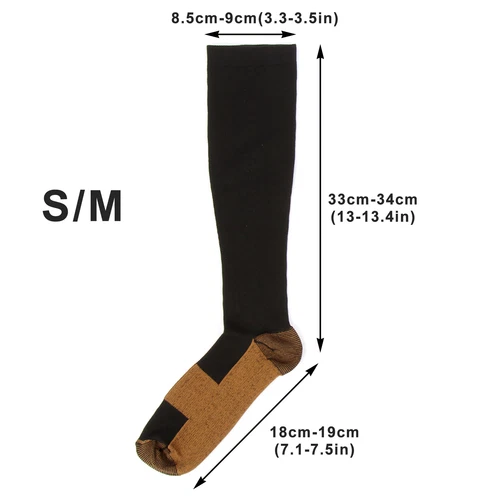 Unisex 3 Paar Sport Kompressionsstrümpfe Stützstrümpfe Kupfer Kompressionssocken - Bild 8 von 12