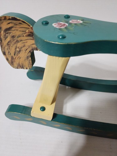Rocking Horse Wooden Circus home decor Gold Accent floral Mini - Picture 4 of 18