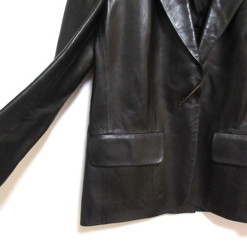 Autentica giacca sartoriale Gucci Tom Ford epoca pelle nera usata donna taglia 40 - Foto 6 di 14